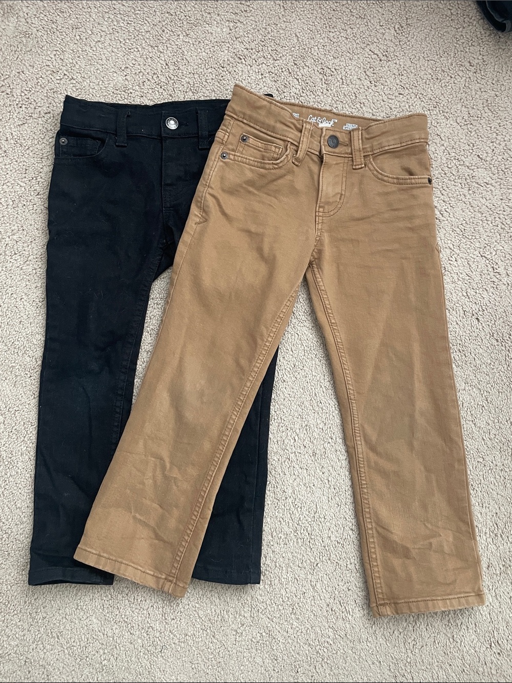 Kids Straight-Leg Bottoms in Black and Tan - Classic Everyday Wear